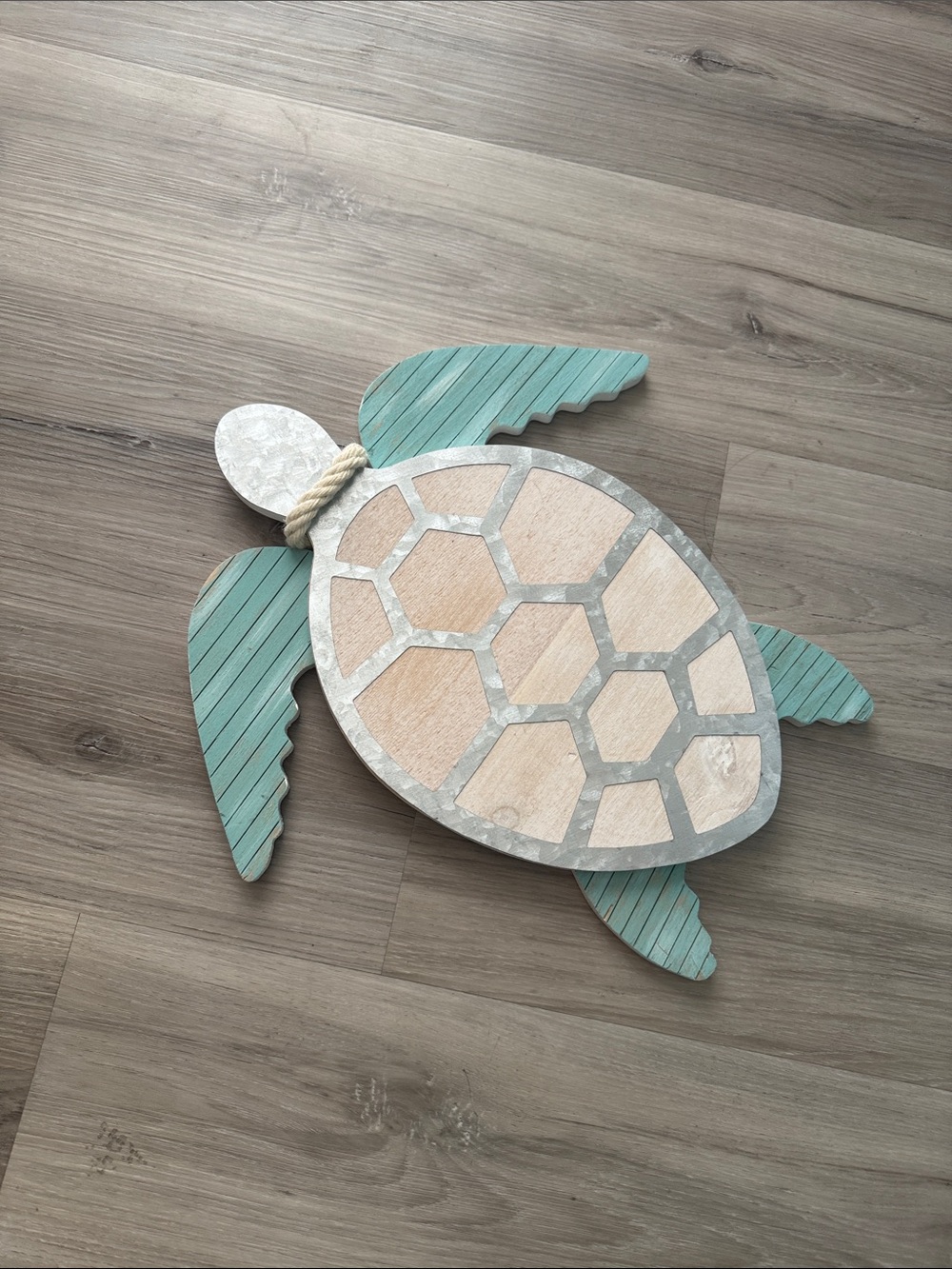 Hobby Lobby Teal and Natural Wood Sea Turtle Wall Decor